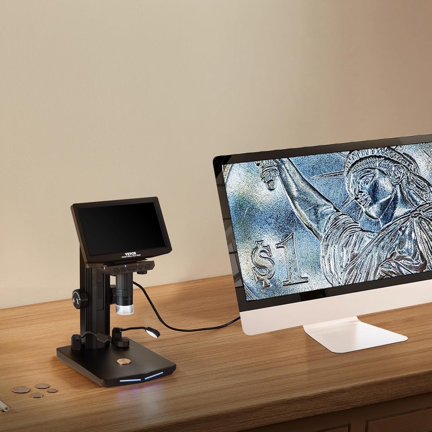 Цифровий РК-мікроскоп VEVOR W7 Full HD USB MicroSD Windows, фото №8