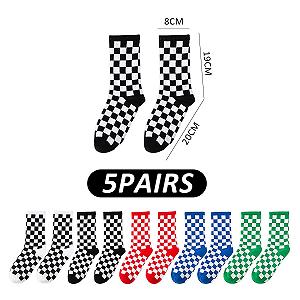Носки в клетку Женские Модные и Трендовые Носки Спортивные Носки, 5 пар synthetic.ua - Фото 1