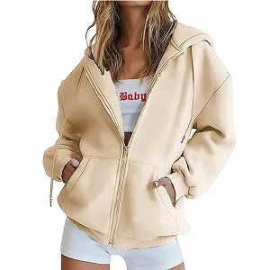 Женская куртка-толстовка с капюшоном на молнии - Фото 1