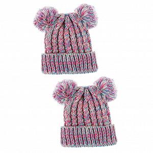 В'язана Шапка VALICLUD Зимова для дівчинки з помпоном, 2 шт. - Фото 1