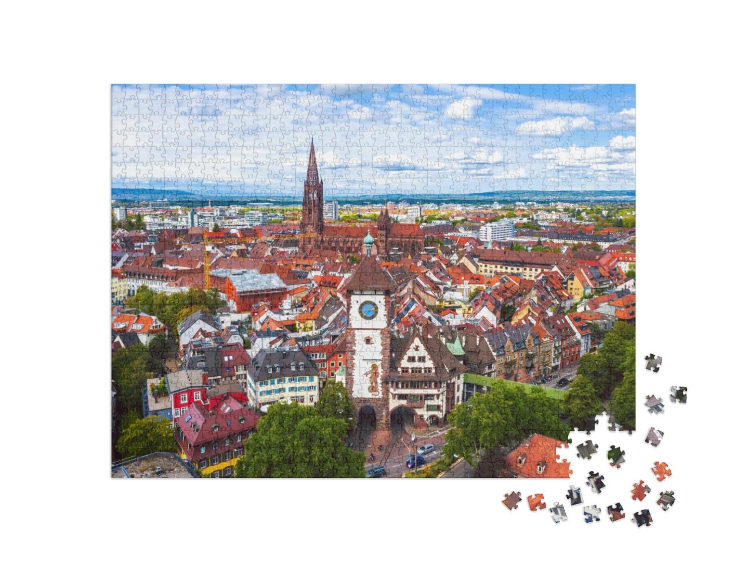 Пазл puzzleYOU Коллекция Баден-Вюртемберг "Вид на Фрайбург-им-Брайсгау, Германия" 1000 элементов, фото №2