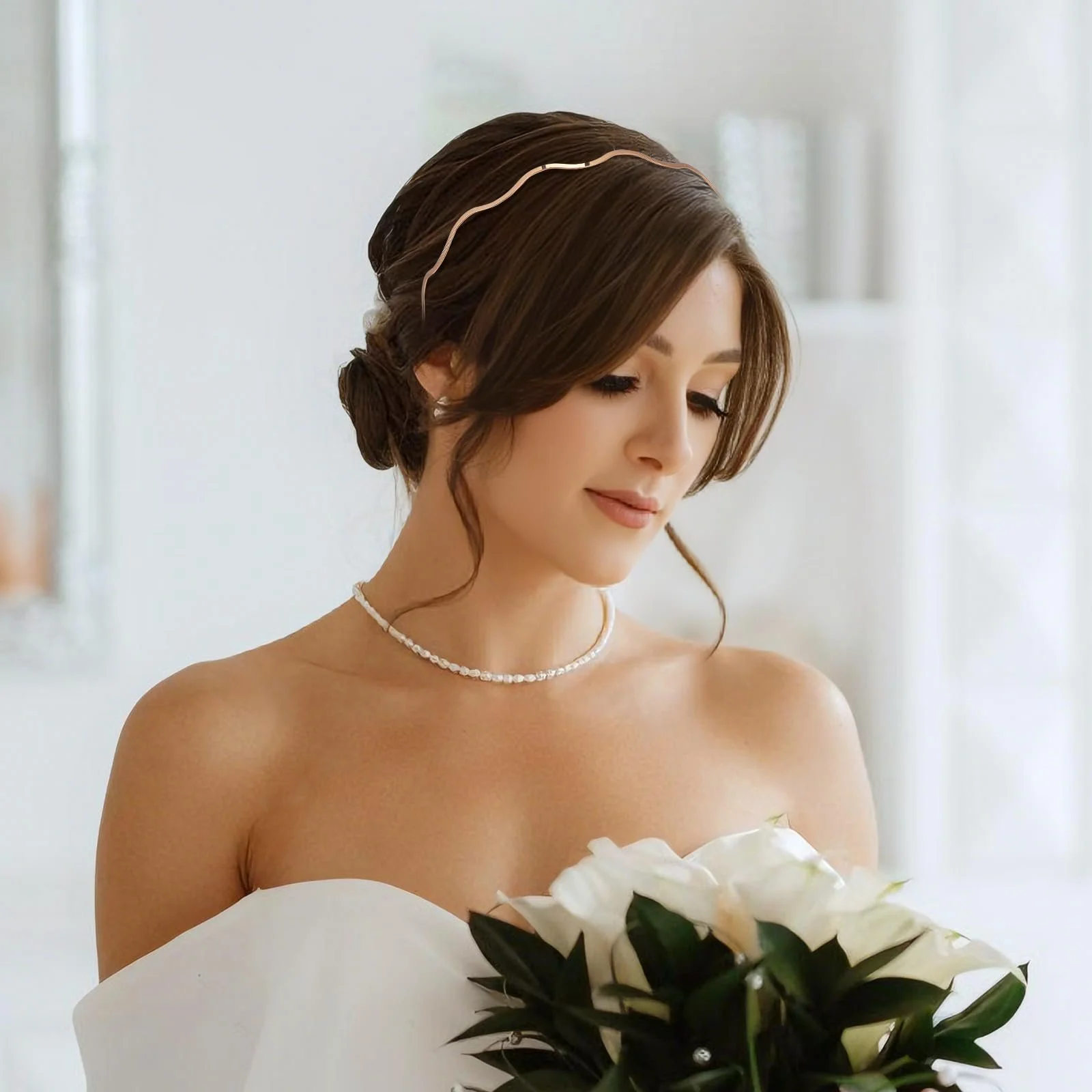 Обруч Метал Luxshiny Набір 3 шт. Хвилястий Золотий, фото №5