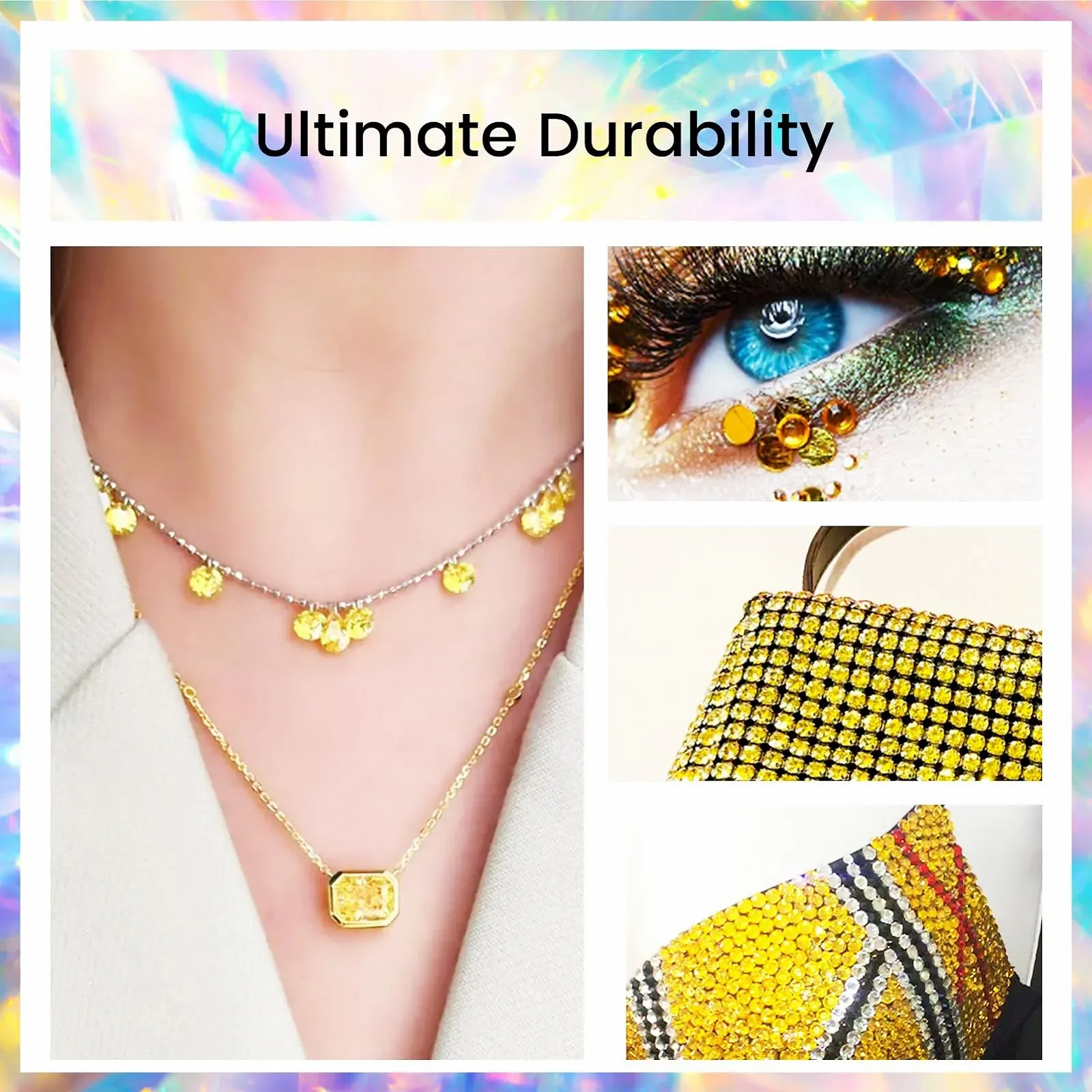 Стрази Novani Crystal, плоскі, 1440 шт, скляні, для одягу, взуття, рукоділля, макіяжу, нейл-арту та DIY прикрас SS16, цитрин, фото №6