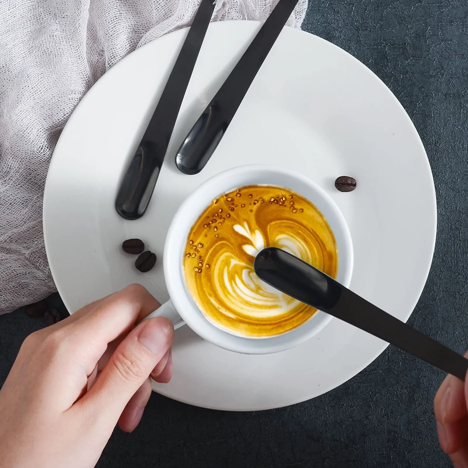 Кавова ложка з нержавіючої сталі для кави чаю молока десертів коктейлів 10 штук чорна, фото №2