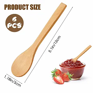 Ложка Деревянная небольшого размера с длинной ручкой 13 cm Упаковка из 6 штук synthetic.ua - Фото 1