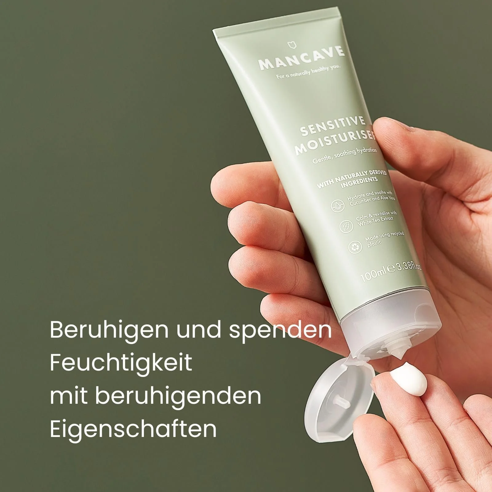 Зволожувальний крем ManCave Sensitive 100 ml Intensive Care Aloe Vera & Shea Butter Vegan, фото №7 Зволожувальний крем ManCave Sensitive 100 ml Intensive Care Aloe Vera & Shea Butter Vegan, фото №7