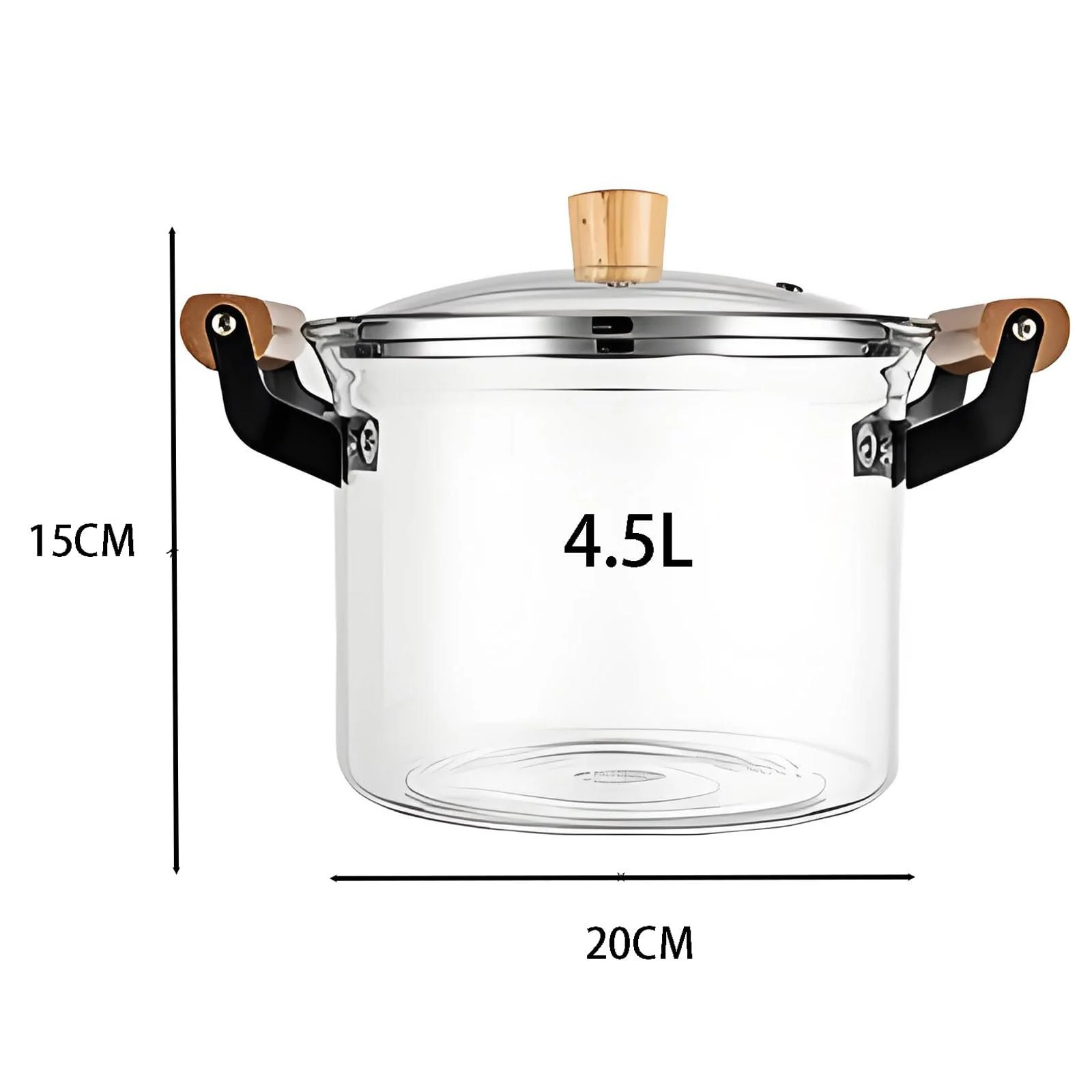 Каструля Guoyoocc Скляна термостійка прозора з кришкою та дерев'яною ручкою для приготування локшини, супу, молока, фото №2 Каструля Guoyoocc Скляна термостійка прозора з кришкою та дерев'яною ручкою для приготування локшини, супу, молока, фото №2