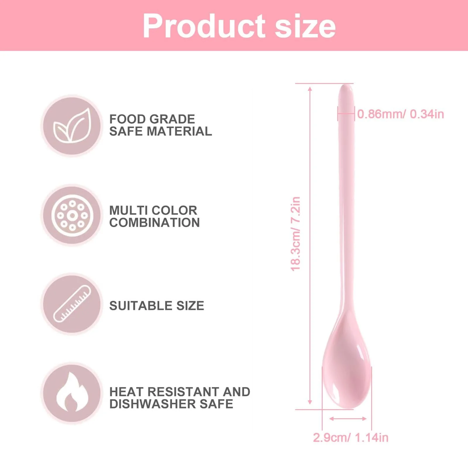 Набір з 5 меламінових ложок для йогурту, довгі пластикові, фото №4 Набір з 5 меламінових ложок для йогурту, довгі пластикові, фото №4