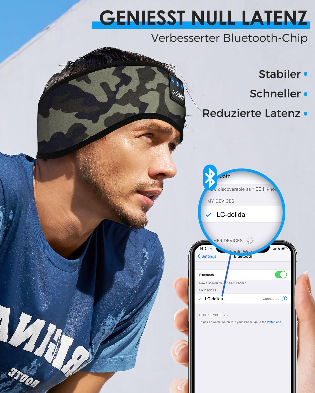 Навушники LC-dolida Sleep Bluetooth Бездротова Пов'язка для Спорту 14+ годин Легкі HiFi Стерео Ергономічні, фото №5