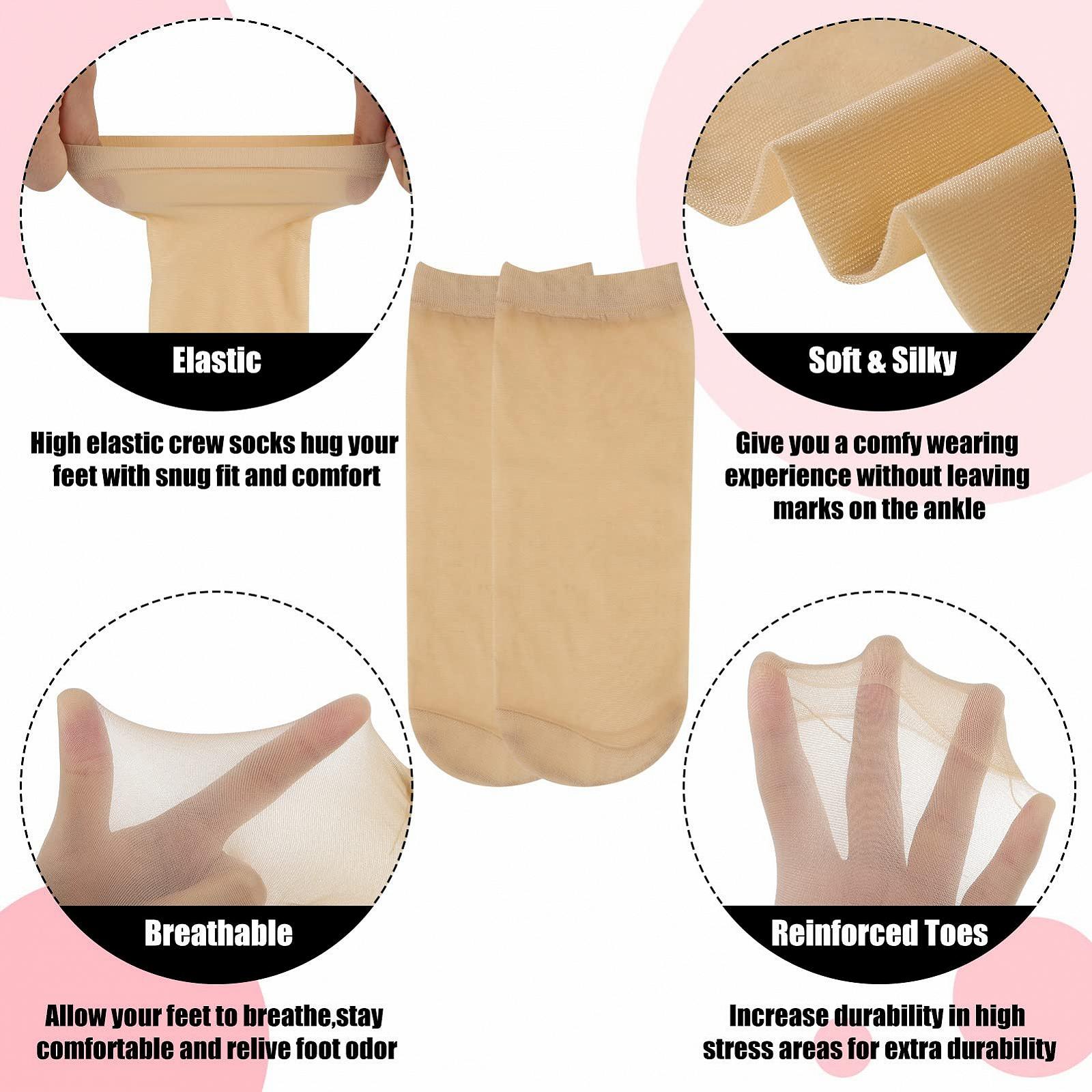 Носки Женские Нейлоновые Щиколотки Тонкие Прозрачные Гольфы Шелковистые Дышащие Черный, One size fits all, фото №3