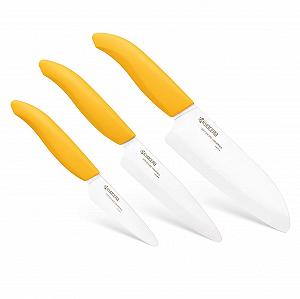 Набір ножів Kyocera Advanced Ceramic Revolution Series, 3 шт., жовтий, білий - Фото 1