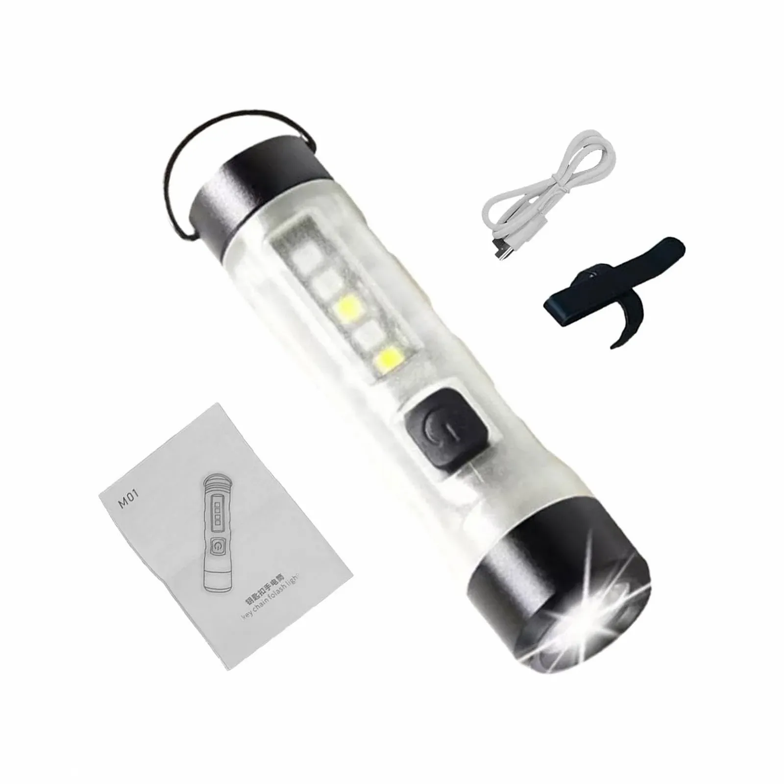 Компактный дорожный фонарик, многофункциональный фонарик-брелок, USB зарядка, карманный фонарик, водонепроницаемый фонарик-брелок, портативный фонарь для кемпинга, фонарик для походов, легкий светодиодный фонарик, фото №1