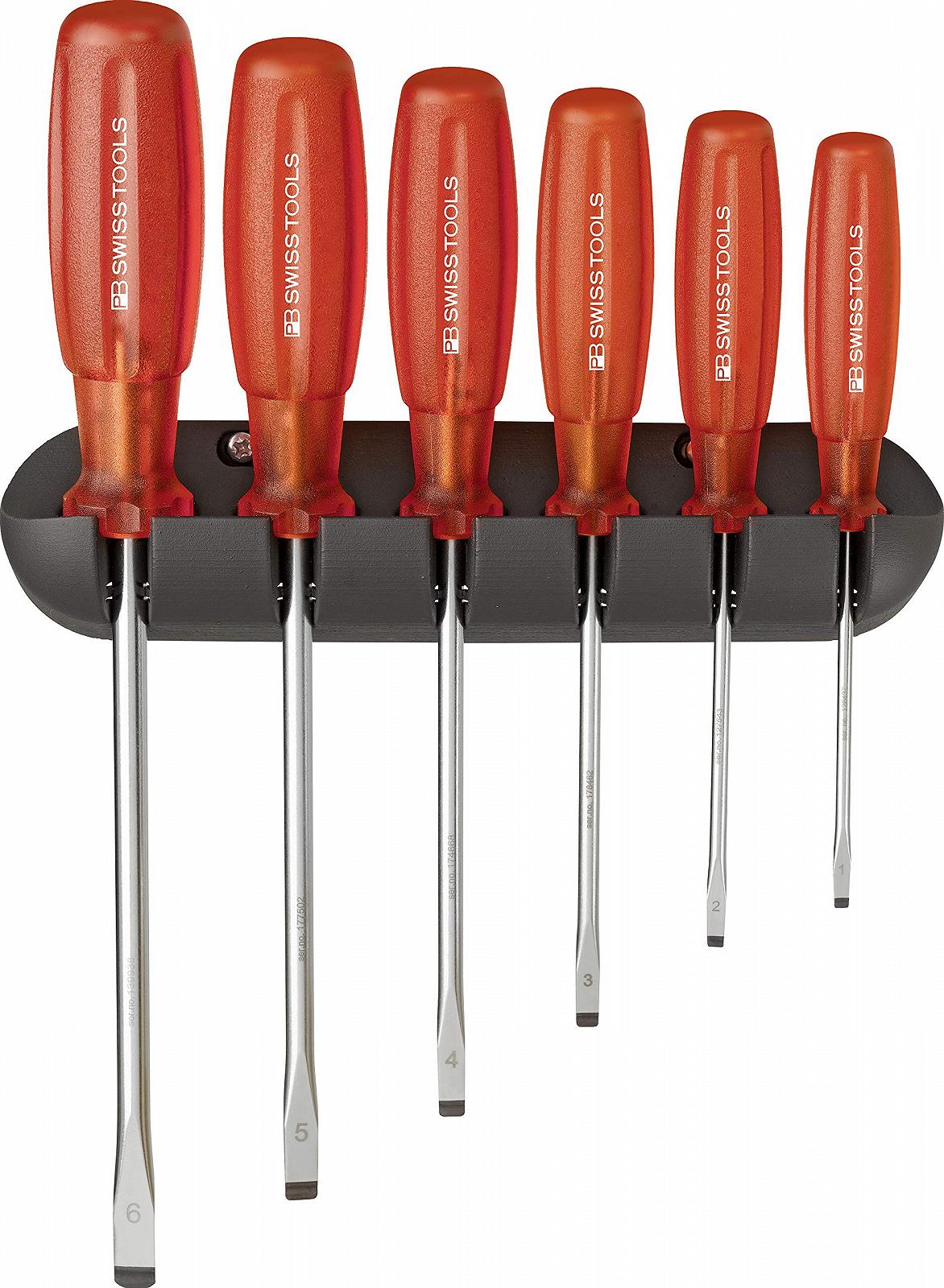 Набір викруток PB Swiss Tools SCHLITZ PB 6240 6 шт. (3.5/4/5.5/6.5/8/10 мм) з настінним кріпленням, фото №1 Набір викруток PB Swiss Tools SCHLITZ PB 6240 6 шт. (3.5/4/5.5/6.5/8/10 мм) з настінним кріпленням, фото №1