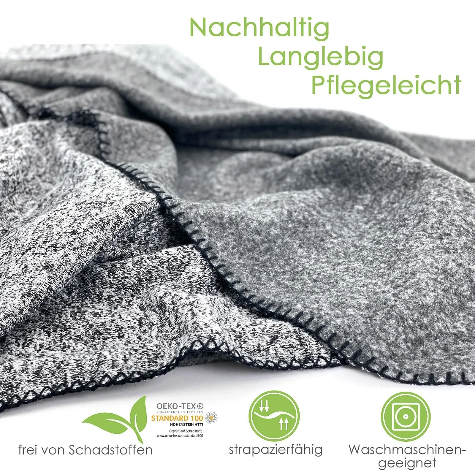 Вязаное одеяло heimtexland Тип 854 Cерый меланж, 150 x 200 см, фото №5