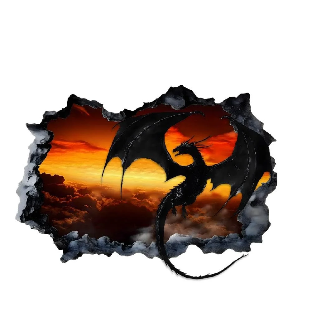 Наклейка на стіну SUPERDANT 3D Чорний дракон Вінілова 80 x 30 см 2 шт., фото №3