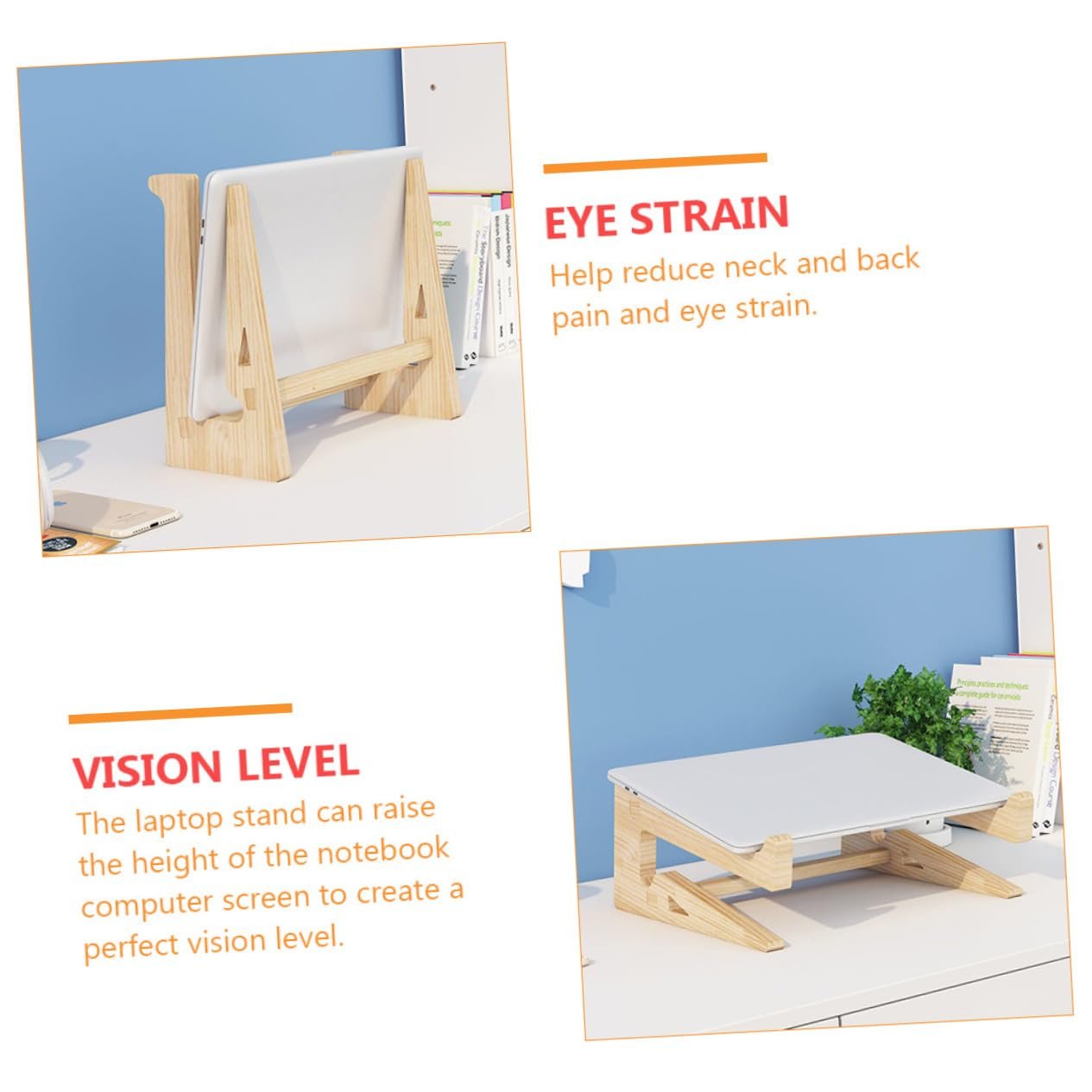 Эргономичная Деревянная Подставка для Ноутбука Регулируемая по Высоте для Ноутбуков Нескользящая Подставка для Компьютера с Естественной Вентиляцией Стабильная Настольная Подставка для Офиса и Дома, фото №5