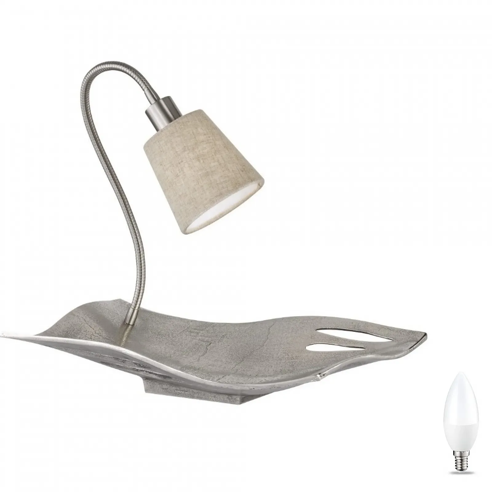 Настольная лампа Fruit Bowl 42 см LED Текстильный плафон Серебристая, фото №1