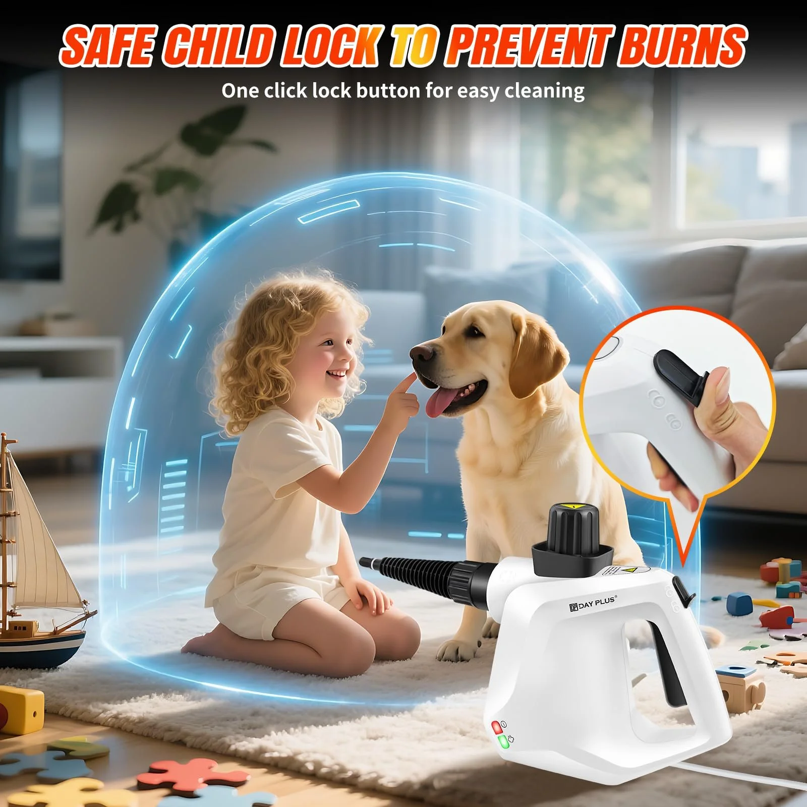 Пароочиститель ручной 1000 Вт IPX4 9 аксессуаров, фото №5