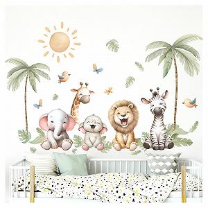 Наклейка на стену Little Deco DL5064 Safari Animals Лев Слон - Фото 1