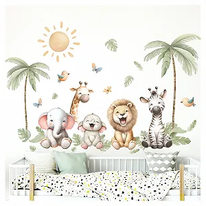 Настінна наклейка Little Deco DL5064 Safari Animals Лев Слон - Фото 1