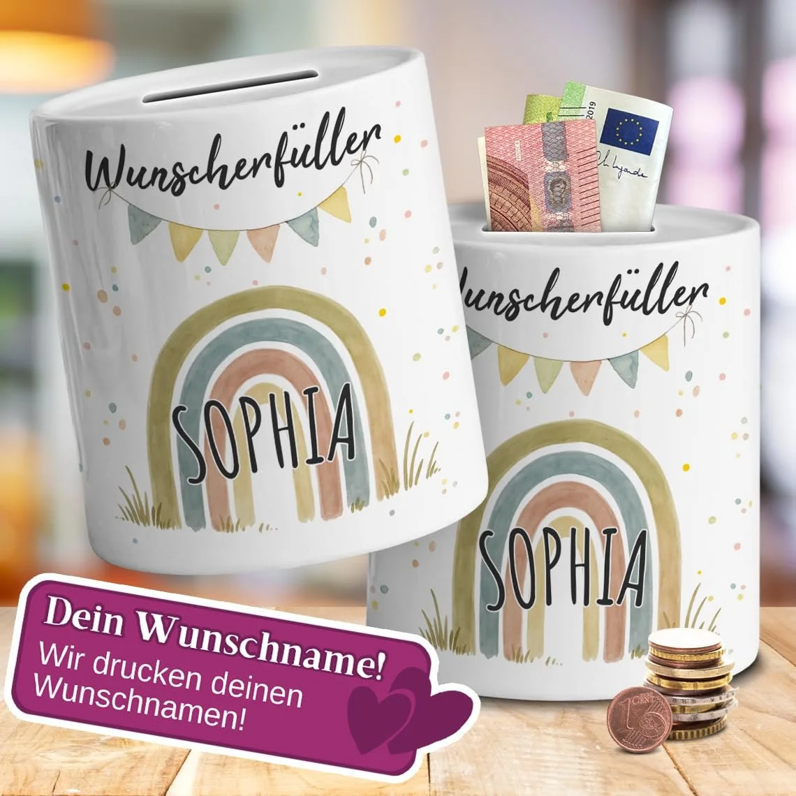 Скарбничка Wunscherfüller Rainbow дитяча з тваринами керамічна, фото №2