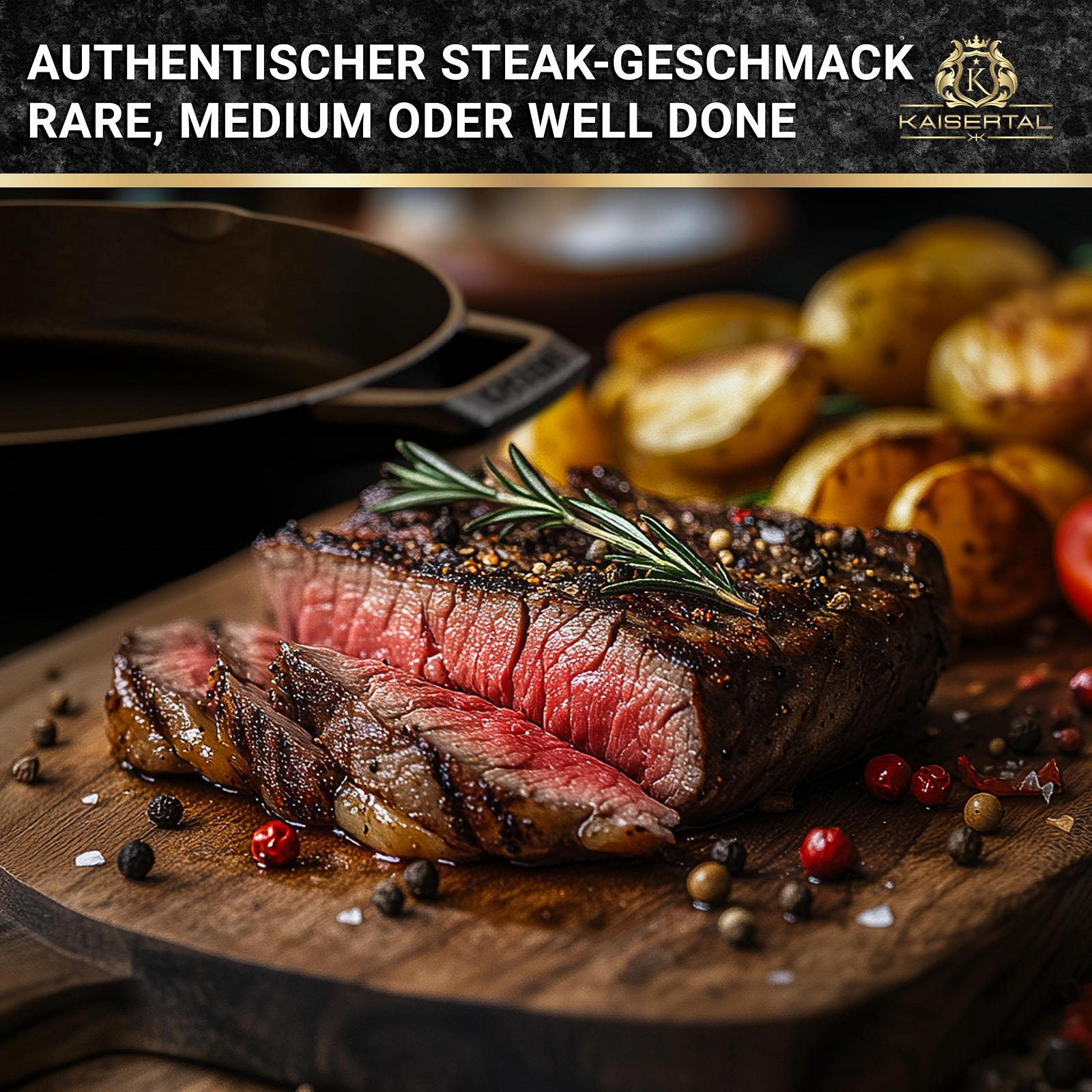 Сковорода Kaisertal® Premium 30 см з чавуну з книжкою рецептів Чорний, фото №2