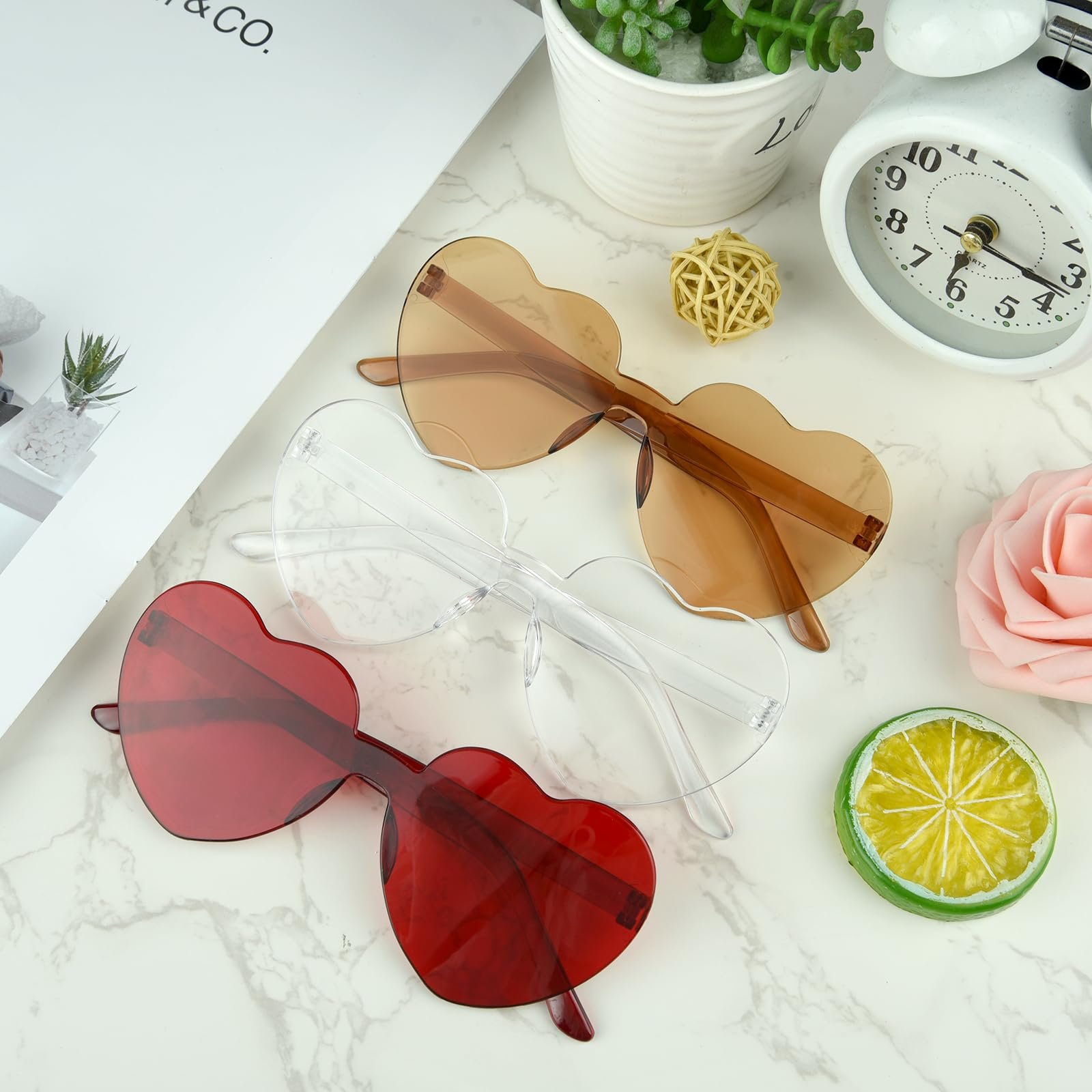 Сонцезахисні окуляри NACHLYNN Серце 12 кольорів Без оправи Серцеподібні Прозорі, фото №6