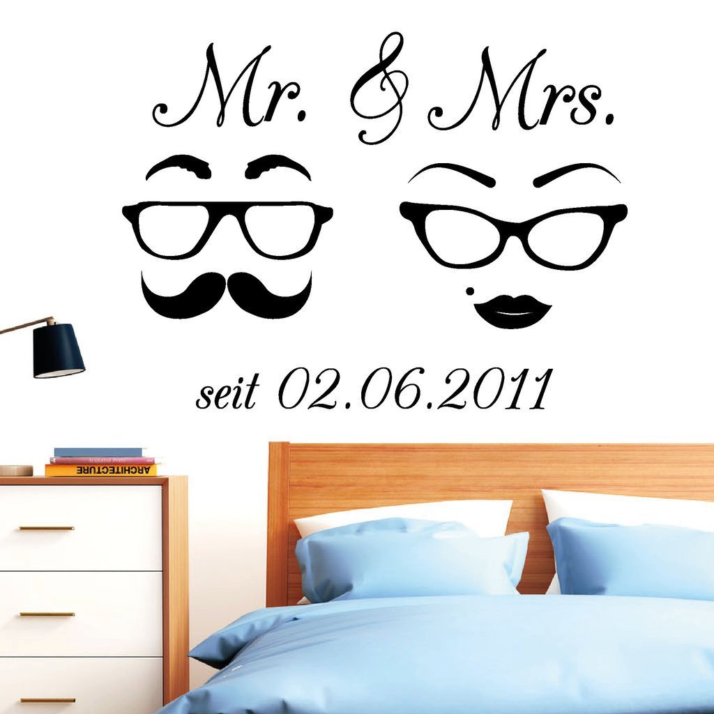 Наклейка на стіну Mr & Mrs Вуса окуляри та дата Лофт Весільний подарунок 54 кольори 3 розміри, фото №3 Наклейка на стіну Mr & Mrs Вуса окуляри та дата Лофт Весільний подарунок 54 кольори 3 розміри, фото №3
