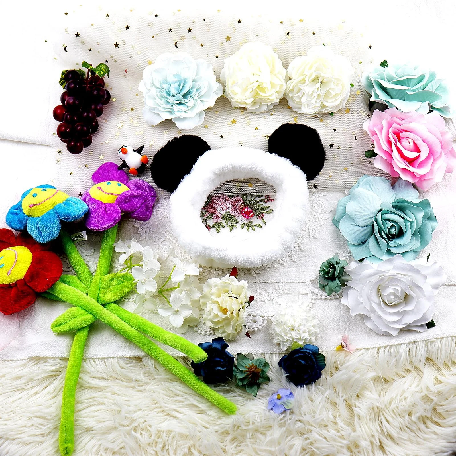 Пов'язка для макіяжу Panda, 2 шт., Плюшева, фото №6