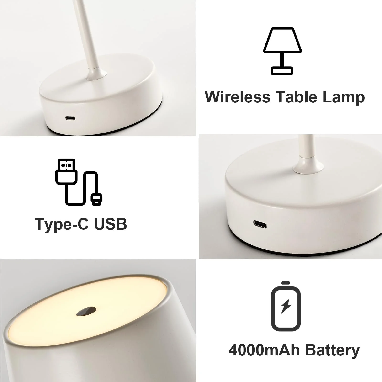 Настільна лампа LQWELL LED KT11332-1A Сенсорна USB Type-C Білий Bound, фото №4