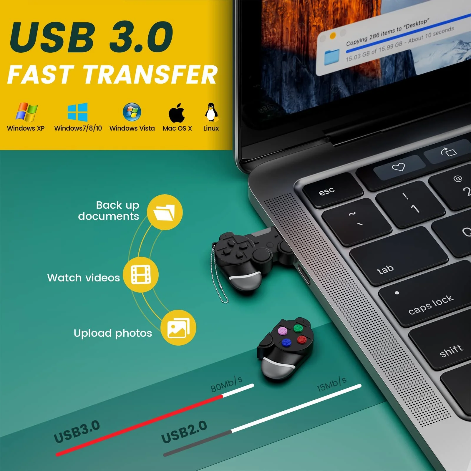 USB-флеш-накопичувач FEBNISCTE 8 GB USB 3.0 PS4 Game Controller Black, фото №2 USB-флеш-накопичувач FEBNISCTE 8 GB USB 3.0 PS4 Game Controller Black, фото №2