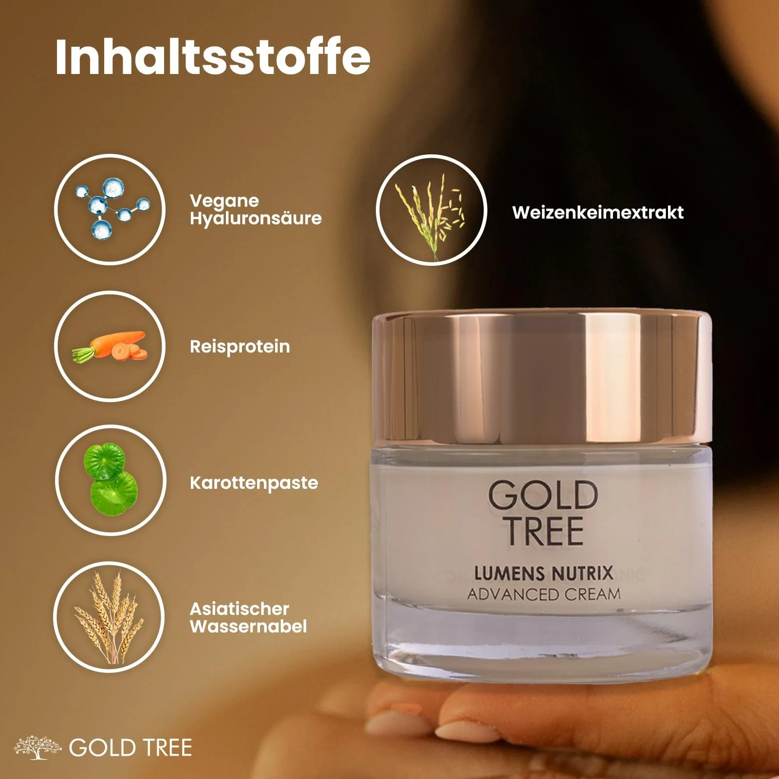 Зволожуючий денний крем GOLD TREE Moisturising Cream з гіалуроновою кислотою та колагеном 50 мл, фото №5 Зволожуючий денний крем GOLD TREE Moisturising Cream з гіалуроновою кислотою та колагеном 50 мл, фото №5