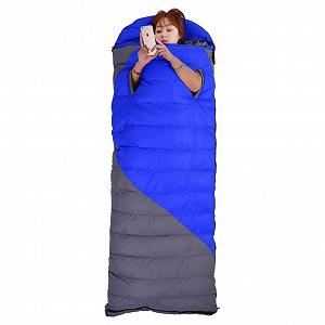 Спальний мішок MYVVKIA біла гусяча пухова 1500 наповнення ультралегкий, водонепроникний конвертний дизайн - Фото 1