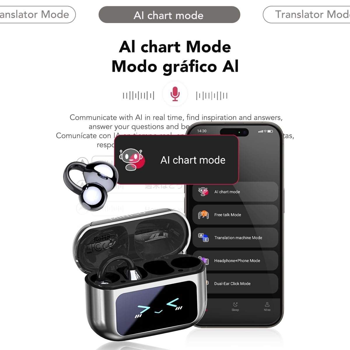 Наушники для перевода MINISO MS201 OWS Open Ear AI Беспроводные Bluetooth, фото №7