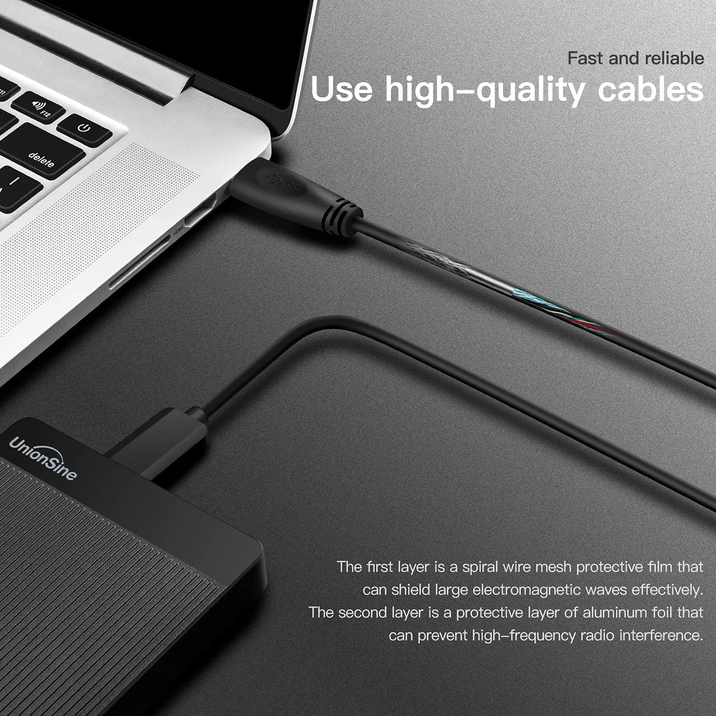 Зовнішній жорсткий диск UnionSine HD2510 1TB 2.5 дюйма USB 3.0 SATA Black, фото №6