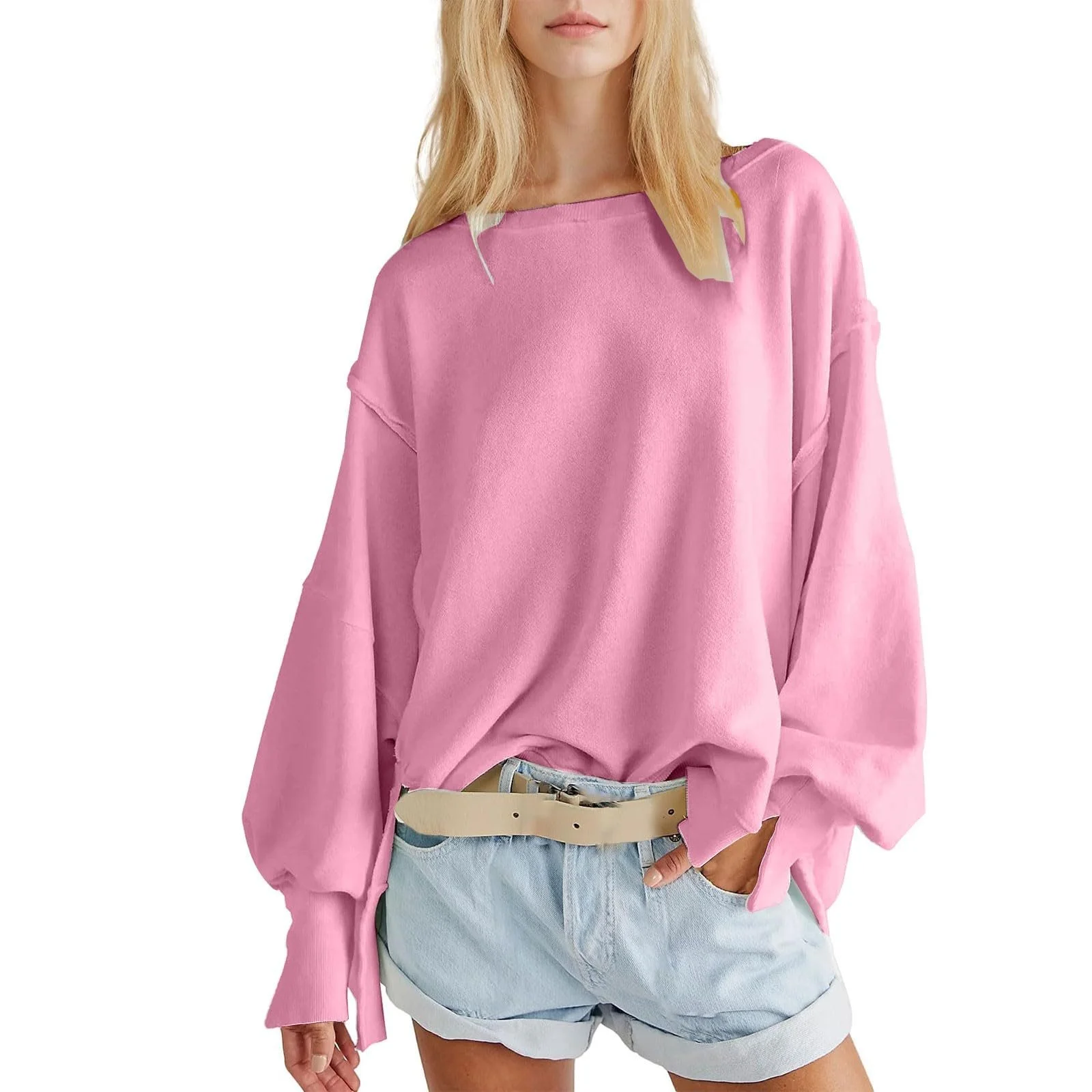 Женский Рождественский свитшот 2025, зимняя одежда для отдыха, женский большой свитшот с круглым вырезом, повседневные пуловеры с длинными рукавами и боковыми разрезами, осенние куртки с капюшоном для выхода в свет, фото №1