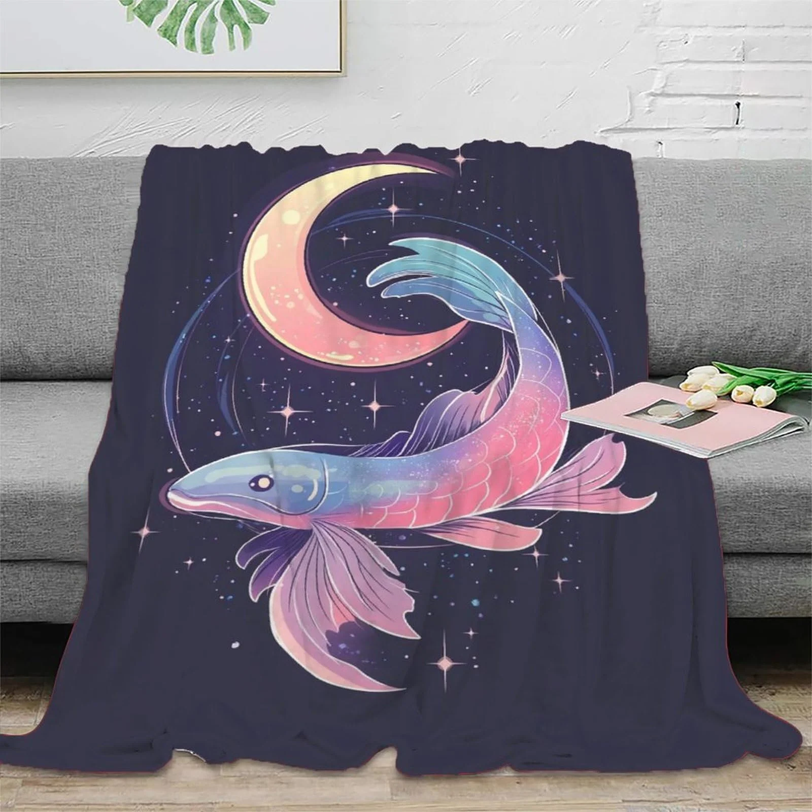 Покривало Luminous Fish М'яка Пухнаста Тепла Покривало 3D для Дивану 200x230см, фото №2