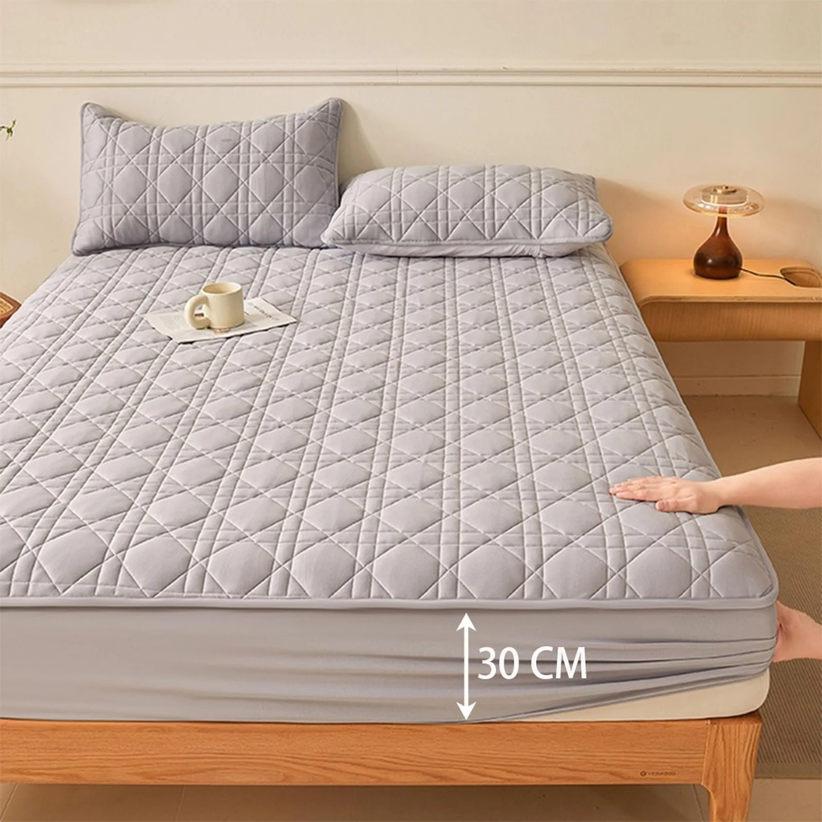 Наматрасник HAIBA водонепроницаемый 200 x 220 см + 30 см Серый, фото №4 Наматрасник HAIBA водонепроницаемый 200 x 220 см + 30 см Серый, фото №4