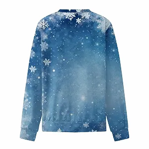 Праздничная рождественская толстовка Cosy Look, женская рождественская толстовка, пуловер с круглым вырезом, рубашка с длинными рукавами, осенние топы Dz Sweatshirt synthetic.ua - Фото 1