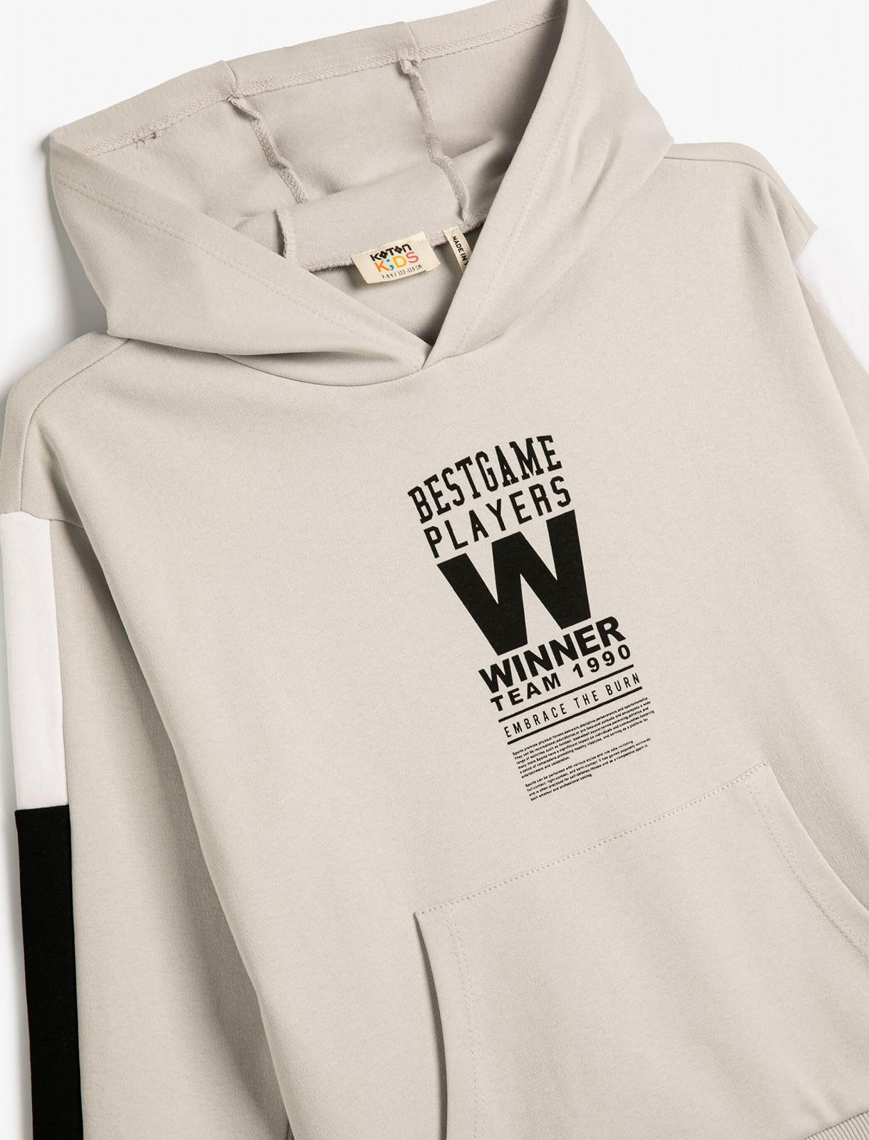 Худі Koton для хлопчиків, кишеня-кенгуру, принт з гаслами, бавовняна толстовка, фото №3