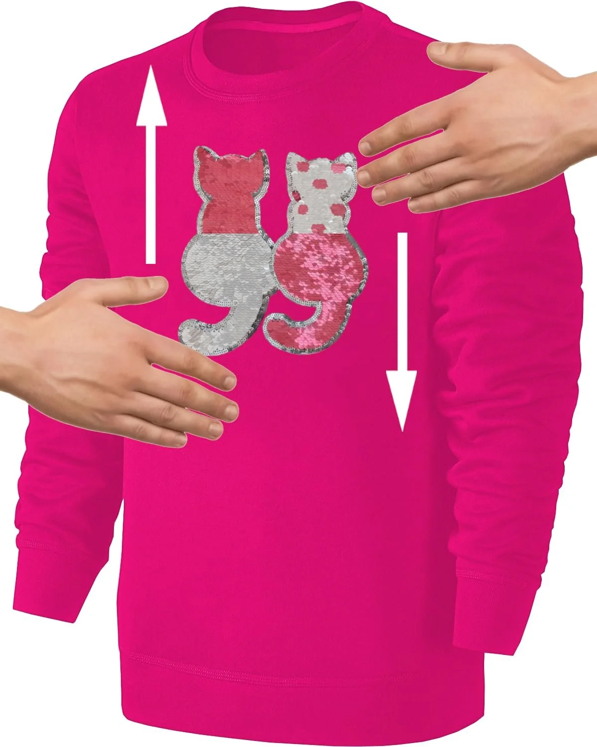 Дитячий світшот Blackshirt Company з двосторонніми паєтками для дівчаток, коти, рожевий, фото №3