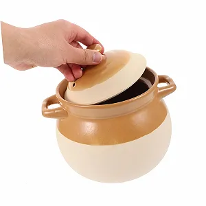 Керамическая кастрюля GLEAVI для пасты, супа и курицы с гладкой поверхностью и двойными ручками synthetic.ua - Фото 1
