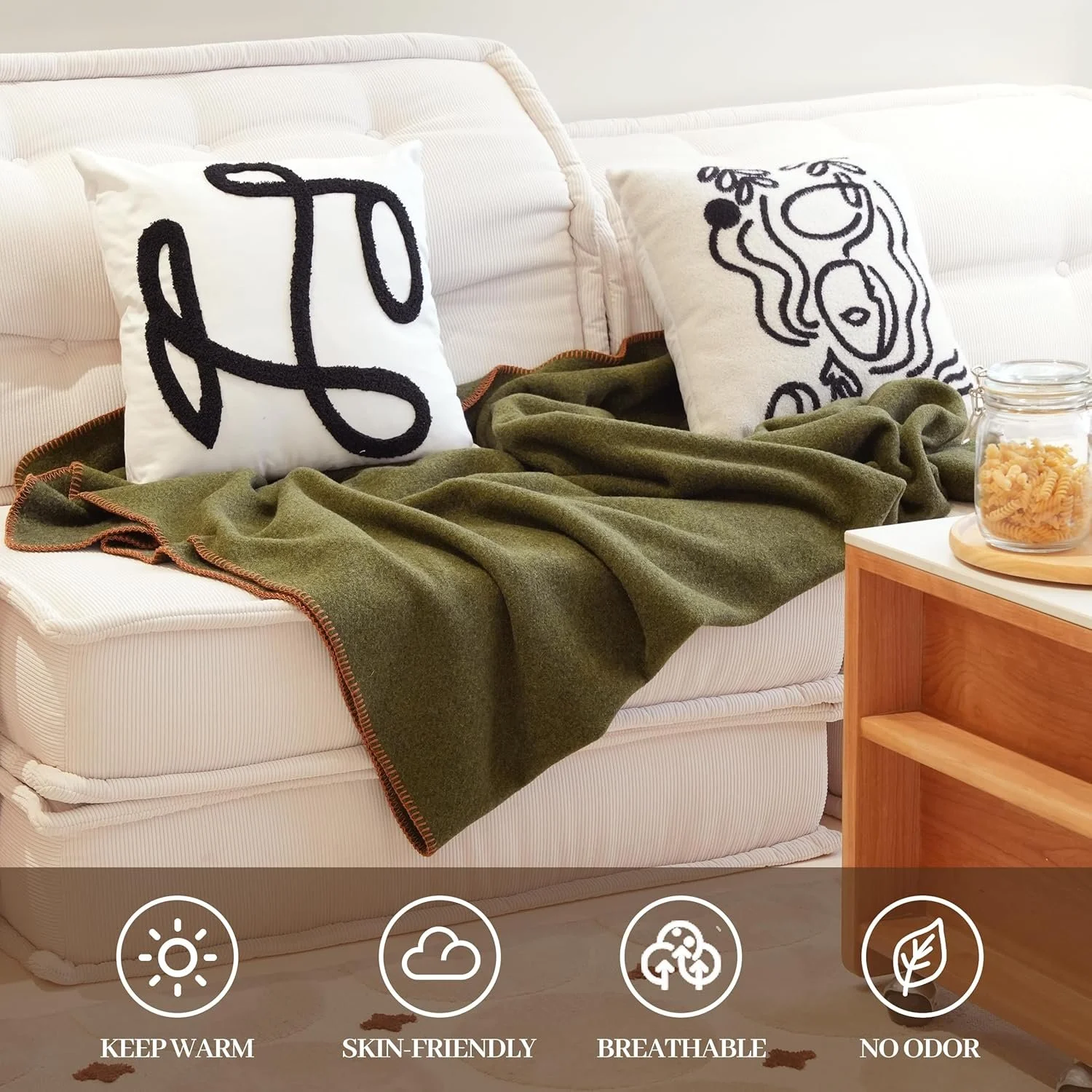 Покривало з мериносової вовни Acushla Merino Wool / 160 x 200 см / Зелений, фото №7