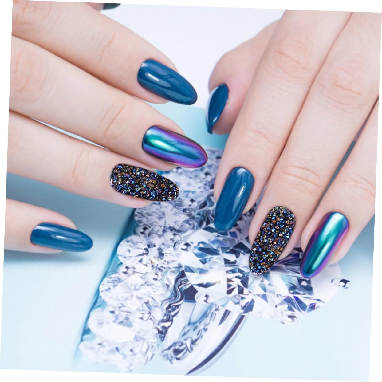 Стрази для нігтів Healeved, круглі, срібні, 4 пачки по 5760 штук, фото №9