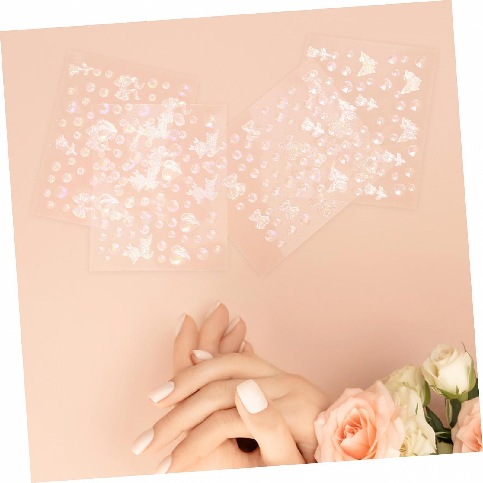 Стразы для ногтей 4 лепестка Самоклеящиеся украшения для ногтей Жемчуг Блестящие украшения для маникюра Для дизайна ногтей Креативные проекты, фото №7