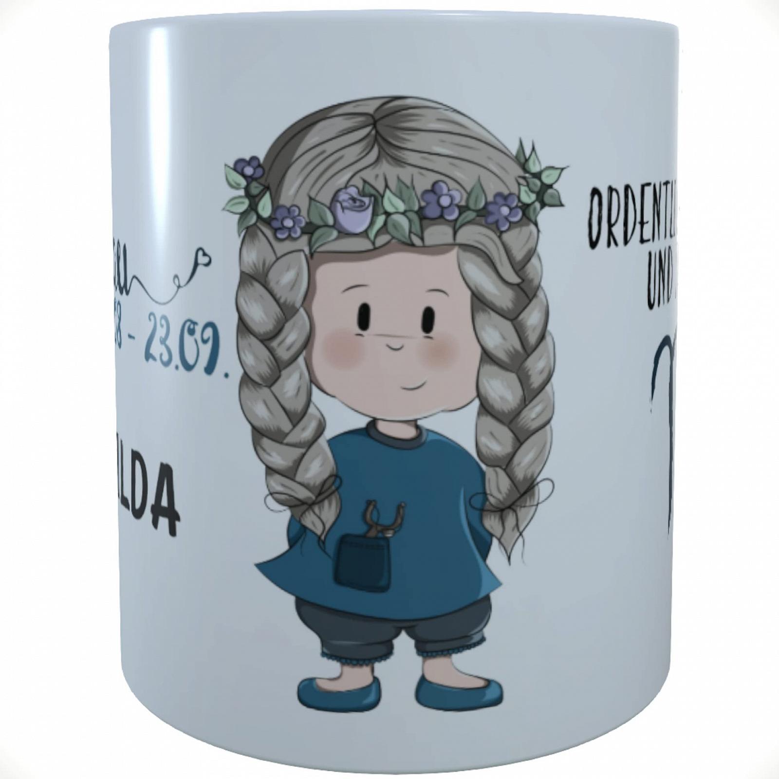 Персоналізована дитяча кружка Kilala з ім'ям, знак зодіаку Діва, фото №1