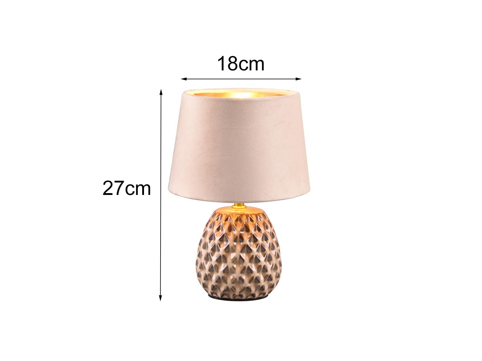 Настільна лампа Retro Кераміка Оксамит 27 см Бежевий/Золотий, фото №6