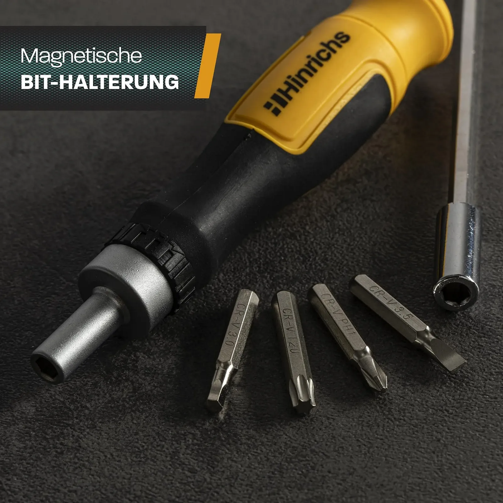Набір прецизійних викруток Hinrichs з тріскачкою та подовжувачем 28 предметів CrV, фото №4