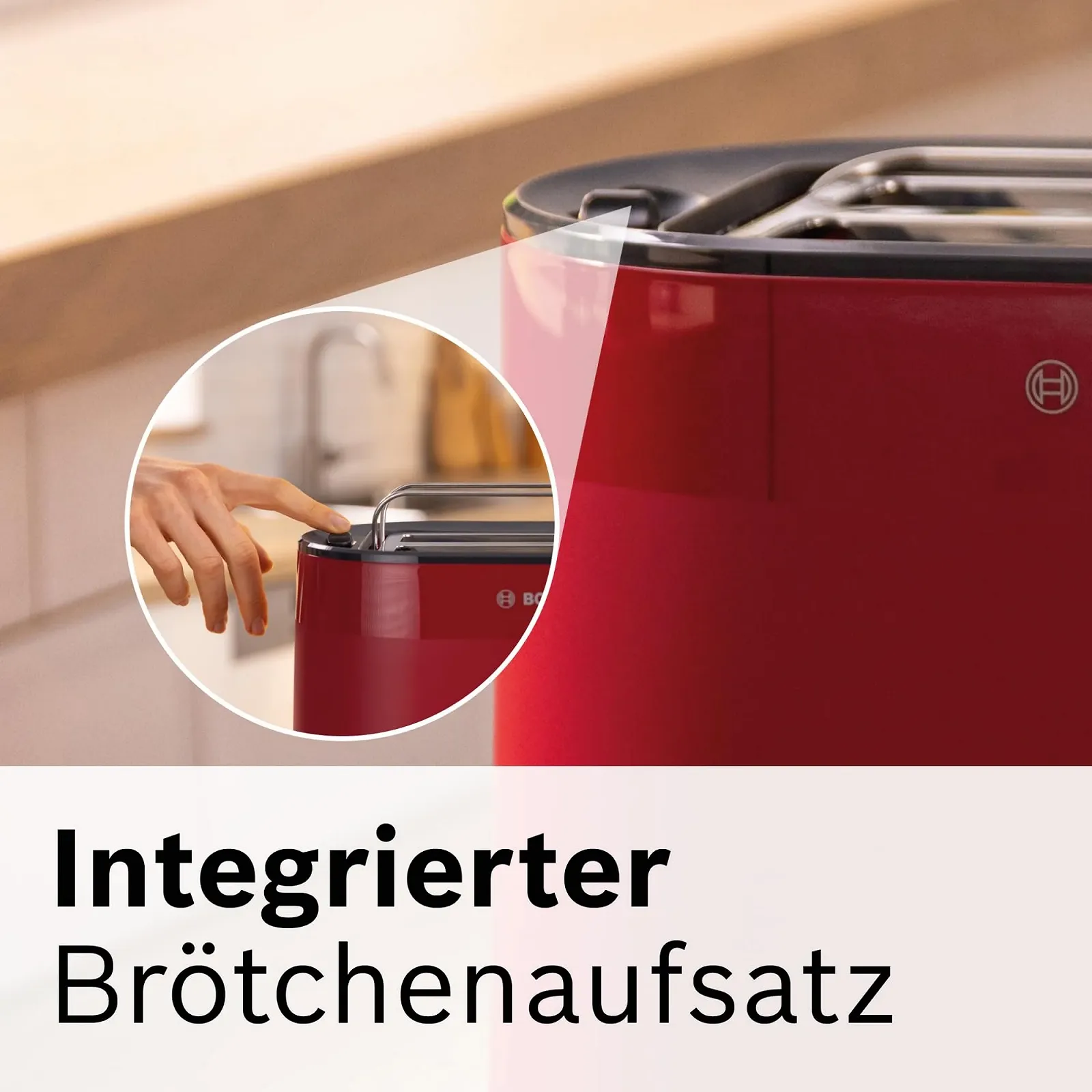 Тостер Bosch MyMoment TAT2M124 Compact з інтегрованою хлібною насадкою, функцією розморожування, автоматичним вимкненням, функцією підйому, центруванням хліба, ідеально підходить для 2 скибочок, 800 Вт, фото №4