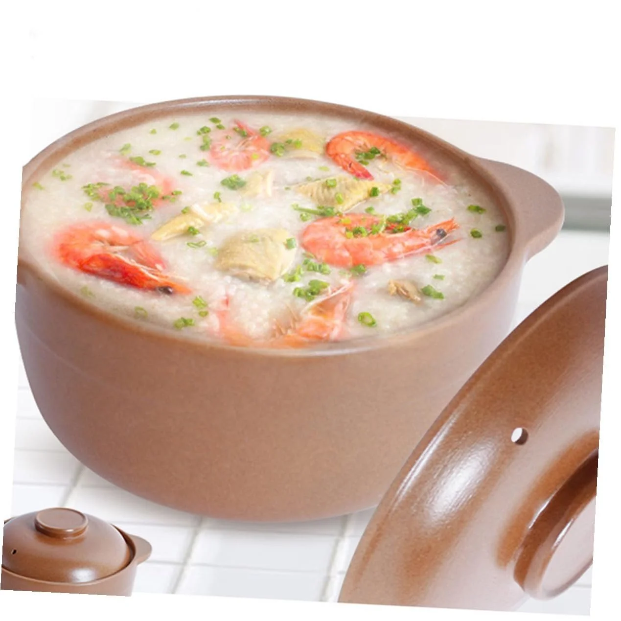 Кастрюля для тушения PRETYZOOM Керамическая Термостойкая Антипригарная с эргономичной ручкой для газовых плит, фото №4